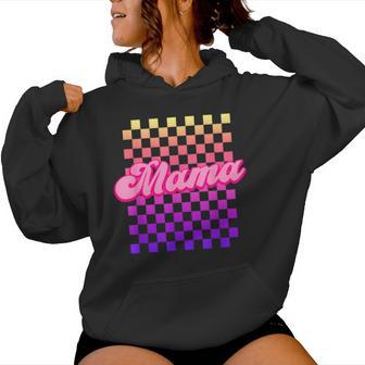 Mama With Checkered Pattern Cute Retro Women Hoodie - Thegiftio UK