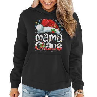 Mama Claus Christmas Lights Santa Hat Pajama Family Matching Women Hoodie - Seseable