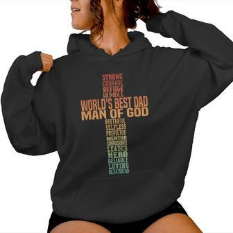 Man Of God Christian Cross Fathers Day Jesus Dad Bible Verse Women Hoodie - Monsterry