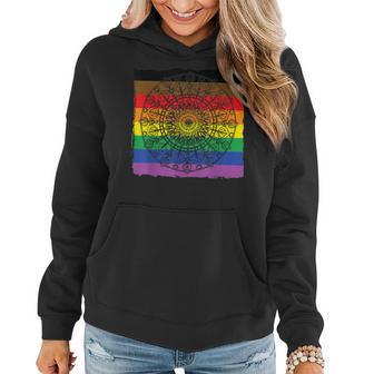 Mandala Leaf Rainbow Lgbt Flag Black Brown Stripes T Women Hoodie - Monsterry UK