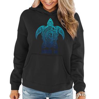 Maui Hawaii Tribal Sea Turtle Hawaiian Surfer Scuba Diving Women Hoodie - Monsterry