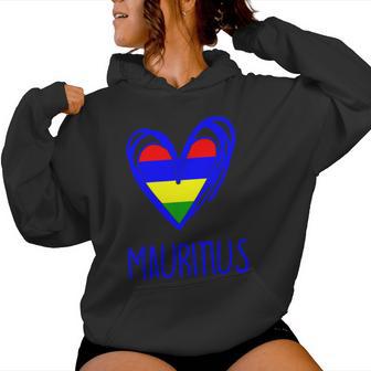 Mauritius Cute Heart Graphic Patriotic Mauritian Flag Girls Women Hoodie - Thegiftio UK