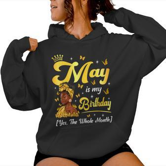 May Is My Birthday African American Woman Birthday Queen Women Hoodie - Thegiftio UK
