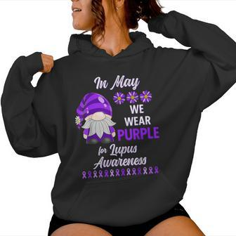 In May We Wear Purple Lupus Awareness Month Gnome Daisy Women Hoodie - Seseable