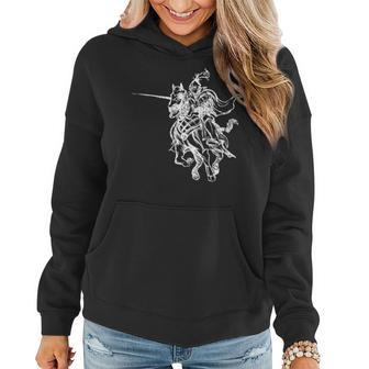 Medieval Knight Armor Riding Horse Jousting Retro Vintage Women Hoodie - Monsterry