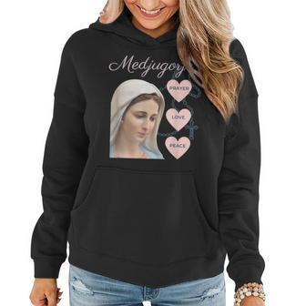 Medjugorje Rosary Prayer Love Peace Blessed Mother Of Jesus Women Hoodie - Monsterry
