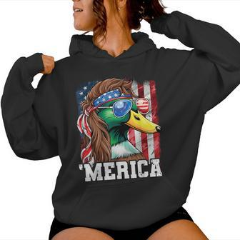 Merica Usa American Flag Patriotic 4Th Of July Duck Hunting Women Hoodie - Monsterry UK