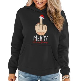Merry Christmas Middle Finger Adult Humour Women Women Hoodie - Seseable