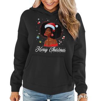 Merry Christmas Santa Black Girl African American Women Women Hoodie - Monsterry AU