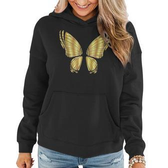 Metallic Gold Butterfly Garden Flying Women Hoodie - Monsterry AU
