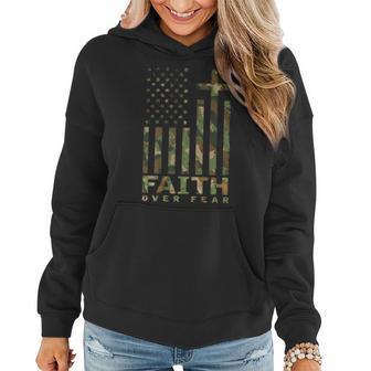 Military Camo Faith Over Fear Inspirational Christian Women Hoodie - Monsterry