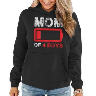 Mom Of 4 Boys Low Battery Mother's Day Women Hoodie - Monsterry