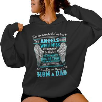 Mom & Dad My Angels In Memories Of Parents In Heaven Women Hoodie - Monsterry
