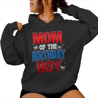 Mom Of The Birthday Boy Matching Family Spider Web Women Hoodie - Seseable
