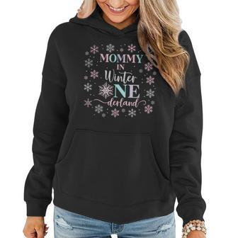 Mommy In Winter Onederland 1St Birthday Girl Snowflake Women Hoodie - Seseable