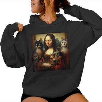 Mona Lisa Leonardo Da Vinci Cat Lady Cat Mom Cat Lover Women Hoodie - Seseable