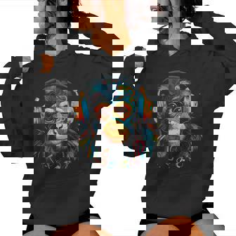 Monkey Ape Wearing Headphones Graphic For And Women Women Hoodie - Thegiftio