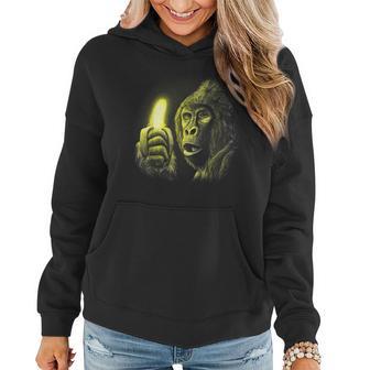 Monkey With Shining Banana Surprised Gorilla Women Hoodie - Monsterry CA