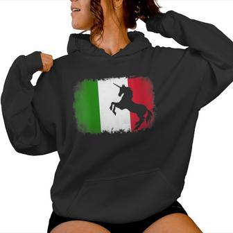 Mythical Unicorn Vintage Italy Italian Flag Horse Lover Women Hoodie - Monsterry