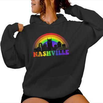Nashville Pride Lgbtq Gay City Silhouette Rainbow Women Hoodie - Monsterry DE