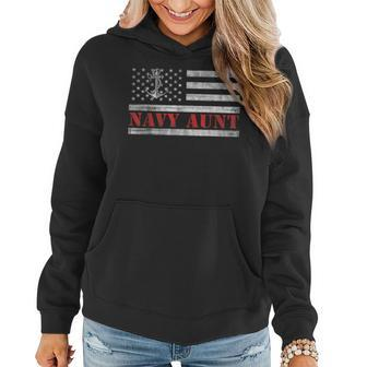 Navy Aunt With American Flag Camo For Veteran Day Women Hoodie - Monsterry DE