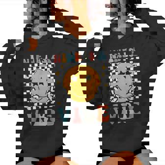 Nine Is A Vibe 9Th Birthday Groovy Boys Girls 9 Years Old Women Hoodie - Monsterry