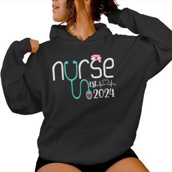Nurse Est 2024 Rn Nursing School Graduation Graduate Bsn Women Hoodie - Thegiftio UK