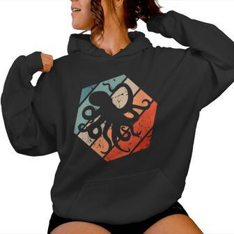 Octopus Retro Vintage Silhouette Vintage Retro Colors Women Hoodie - Monsterry AU