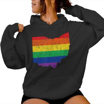 Ohio Map Gay Pride Rainbow Flag Lgbt Support Women Hoodie - Monsterry CA