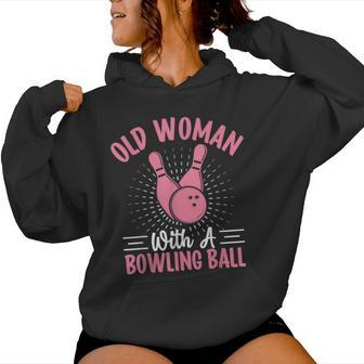 Old Woman With A Bowling Ball I Bowling Women Hoodie | Mazezy