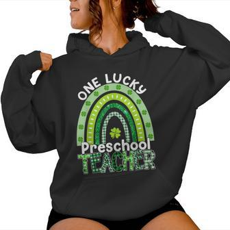 One Lucky Preschool Teacher St Patrick's Day Teacher Women Hoodie - Seseable