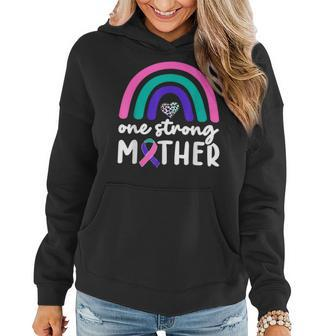 One Strong Mother Teal Rainbow Warrior Thyroid Cancer Month Women Hoodie - Monsterry UK