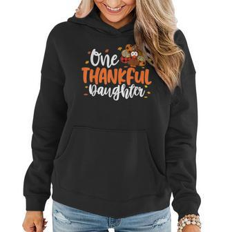 One Thankful Daughter Turkey Leopard Thanksgiving Family Women Hoodie - Monsterry