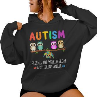 Owl Autism Seeing The World From Different Angle Autistic Women Hoodie - Thegiftio UK