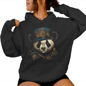Panda Bear Steampunk Vintage Animal Panda Lover Women Hoodie - Thegiftio UK