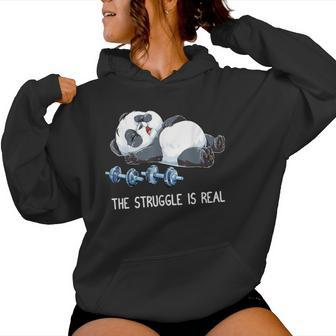 Panda The Struggle Is Real Weightlifting Fitness Gym Women Hoodie - Thegiftio UK