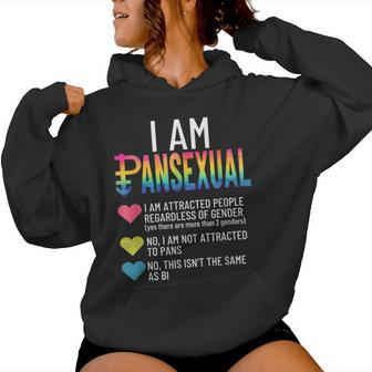 I Am Pansexual Lgbtqia Pride Rainbow Hearts Definition Short Sleeve Women Hoodie - Seseable
