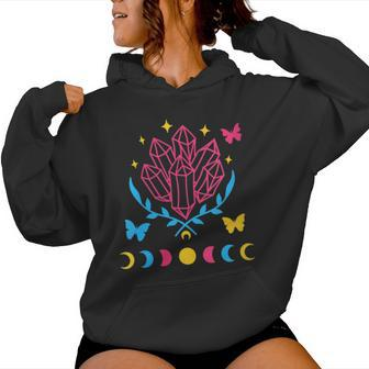 Pansexual Subtle Pan Pride Lgbtq Subtle Moon Phase Crystals Women Hoodie - Monsterry