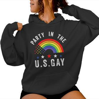 Party In The Us Gay Patriotic Usa Rainbow Flag Women Hoodie - Monsterry UK