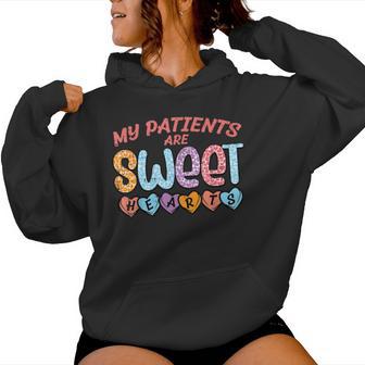 My Patients Sweet Hearts Valentine Day Nurse Scrub Top Women Women Hoodie - Monsterry DE