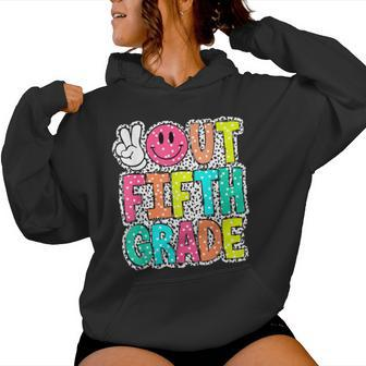 Peace Out Fifth Grade Dalmatian Dots Last Day Of School Women Hoodie - Monsterry UK