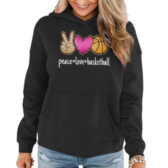 Peace Love Basketball Leopard Print Girls Basketball Women Hoodie - Seseable