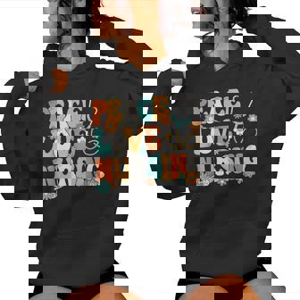 Peace Love Nursing Groovy Nurse Women Hoodie - Monsterry
