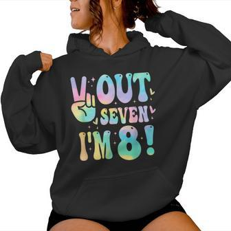 Peace Out Seven I'm 8 Year Old Girl 8Th Birthday Tie Dye Women Hoodie - Seseable