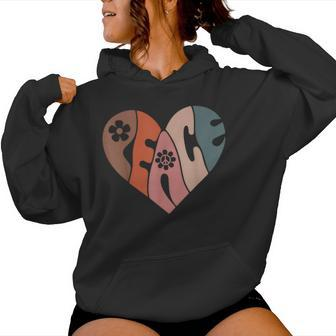 Peace Sign Love 60S 70S Costume Groovy Flower Hippie Party Women Hoodie - Seseable