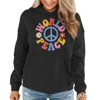 Peace Sign World 60'S Retro Groovy 70S Hippie Womens Women Hoodie - Monsterry DE