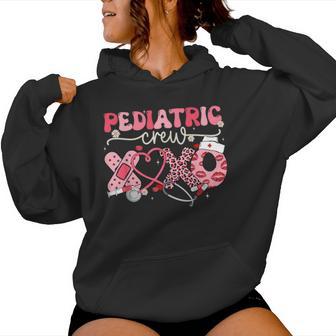 Pediatric Crew Nurse Valentine Leopard Crew Peds Women Hoodie - Thegiftio UK