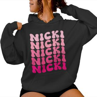 Personalized Name Nicki I Love Nicki Pink Vintage Women Hoodie - Monsterry