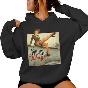 Pin Up Girl Wings Vintage Poster Ww2 Women Hoodie - Monsterry CA