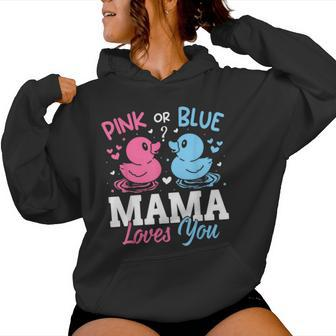 Pink Or Blue Gender Reveal Party Announcement Mama Duck Women Hoodie - Monsterry